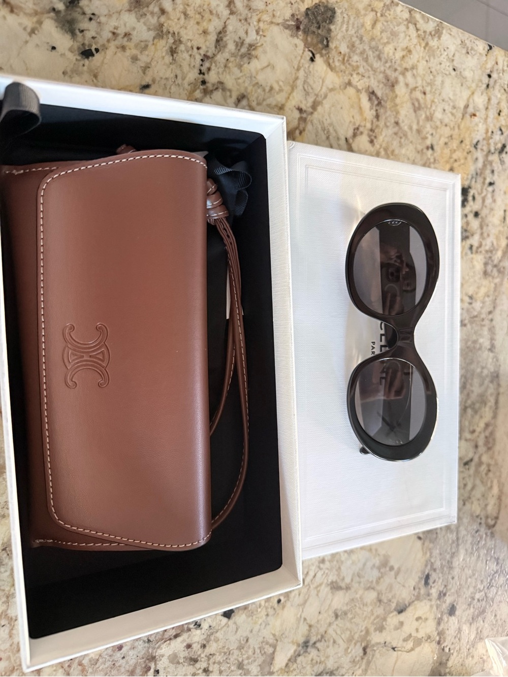 Celine Black Oval Acetate Sunglasses - Picture 5 of 7